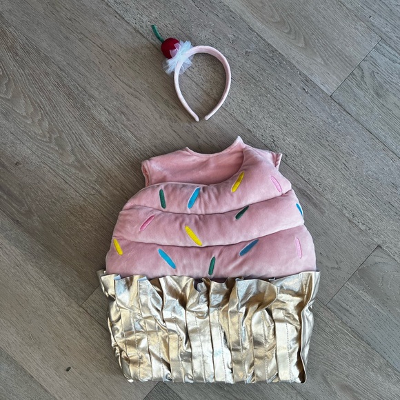 Pink Cupcake Toddler Costume Tunic with Metallic Cupcake Liner & Cherry Headband - Picture 7 of 13